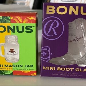 Crown Royal Mini Mason Jar and Boot Glass Set